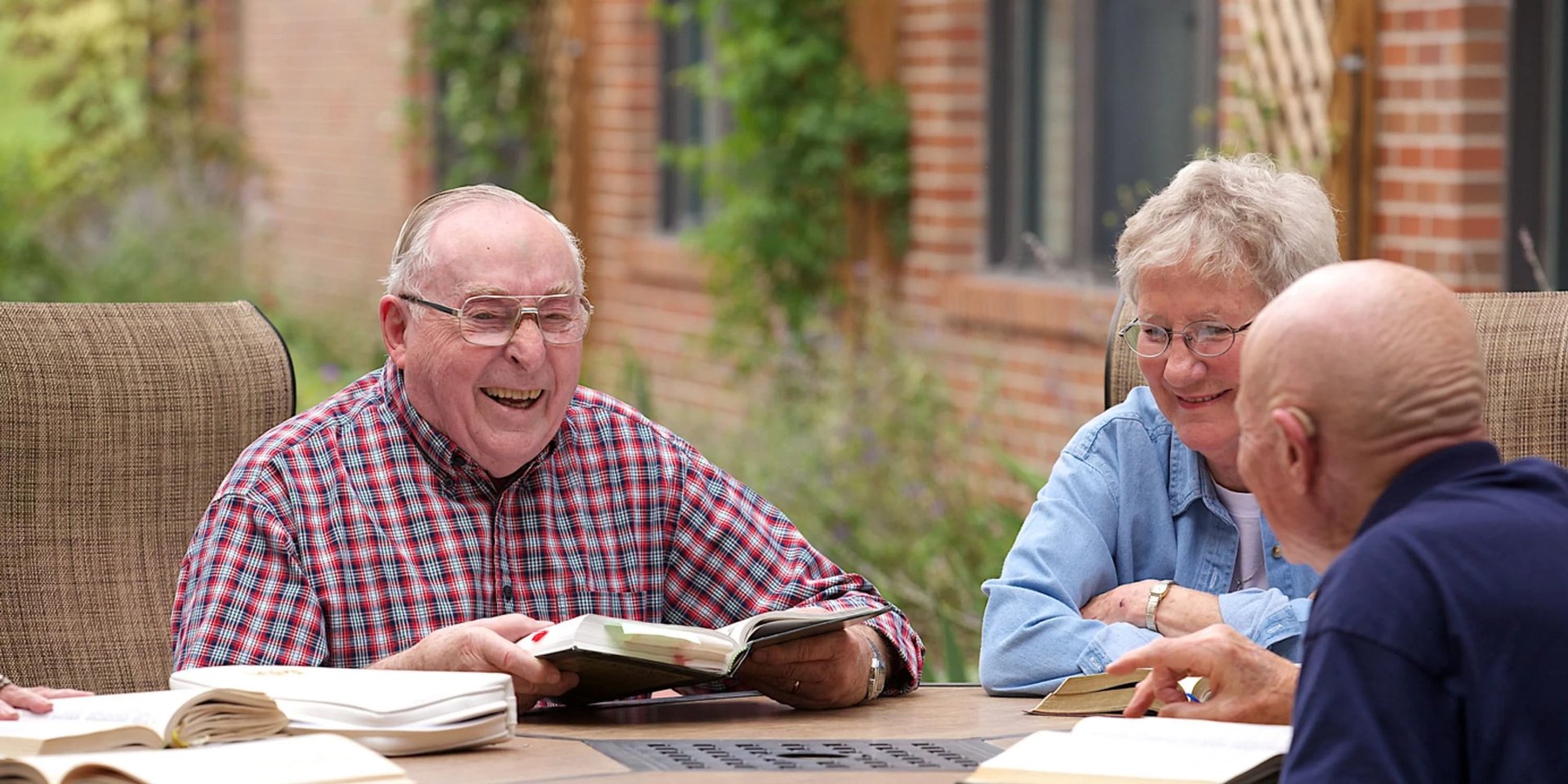 seniors laughing during book club