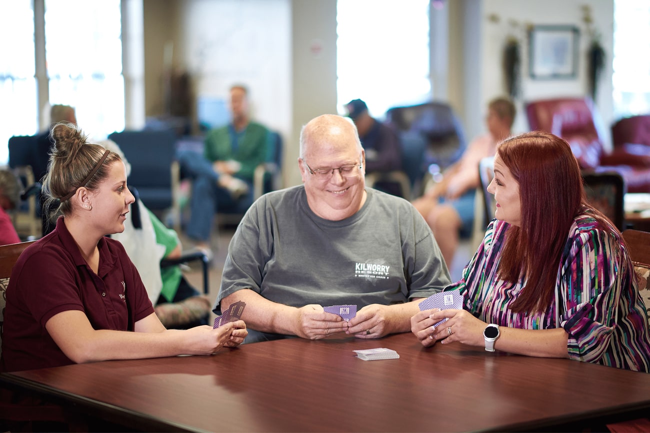 residents playing cards